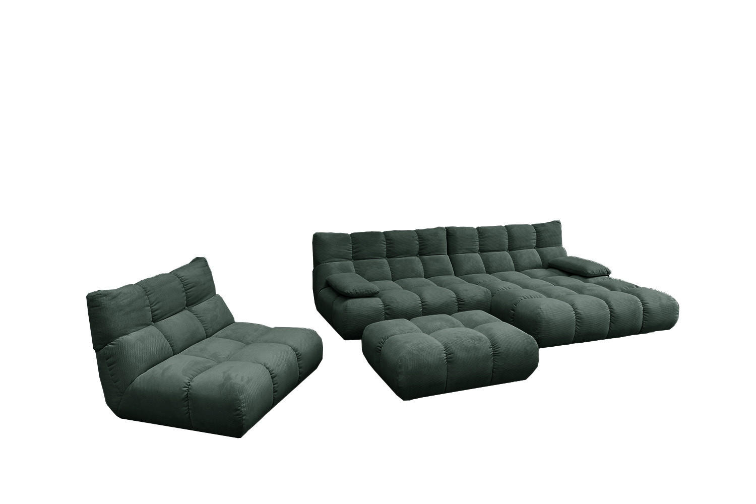 SITZGRUPPE VIVIEN 3ER SET Smaragdgrün Cord - Smaragdgrün, Kunststoff/Textil (510/85/359cm) - KAWOLA