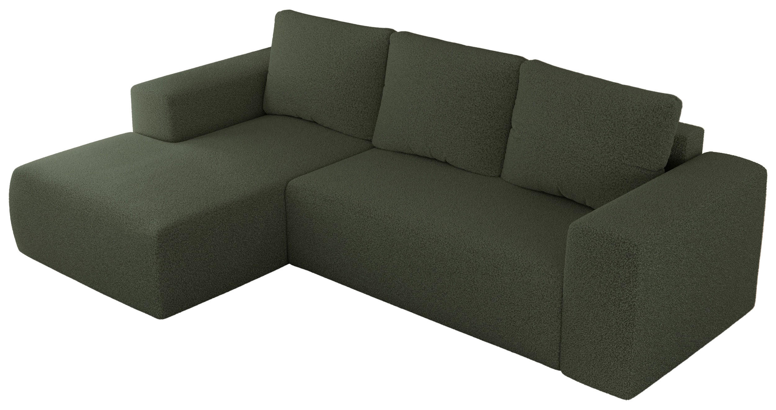 ECKSOFA TRENTINO L Grün Boucle - Links - Schwarz/Grün, Textil (266/164cm) - MKS