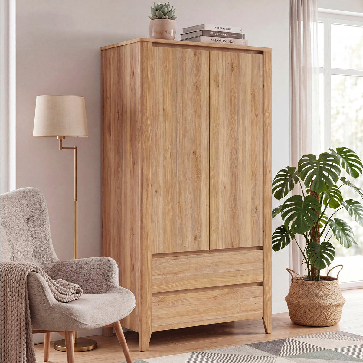 KLEIDERSCHRANK 2 Türen Samara Holz - Braun, Holzwerkstoff (106.5/200/56.5cm) - Petits-meubles
