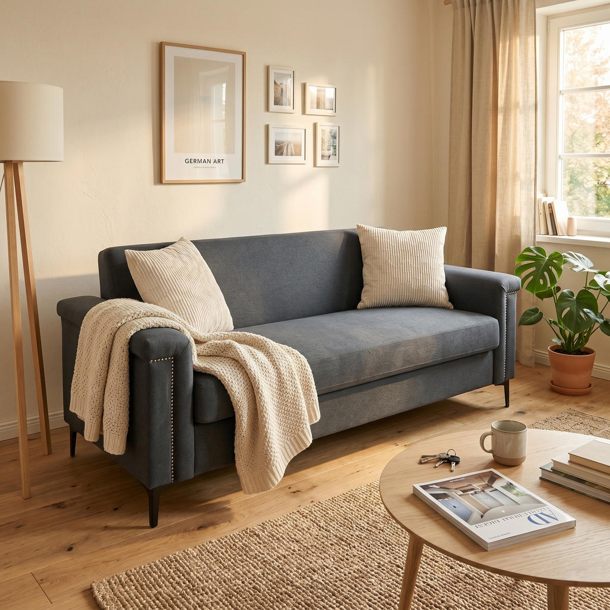 SOFA 2-Sitzer 172/73,5/81,5 cm Dunkelgrau - Dunkelgrau, Textil (73.5/81.5/172cm)