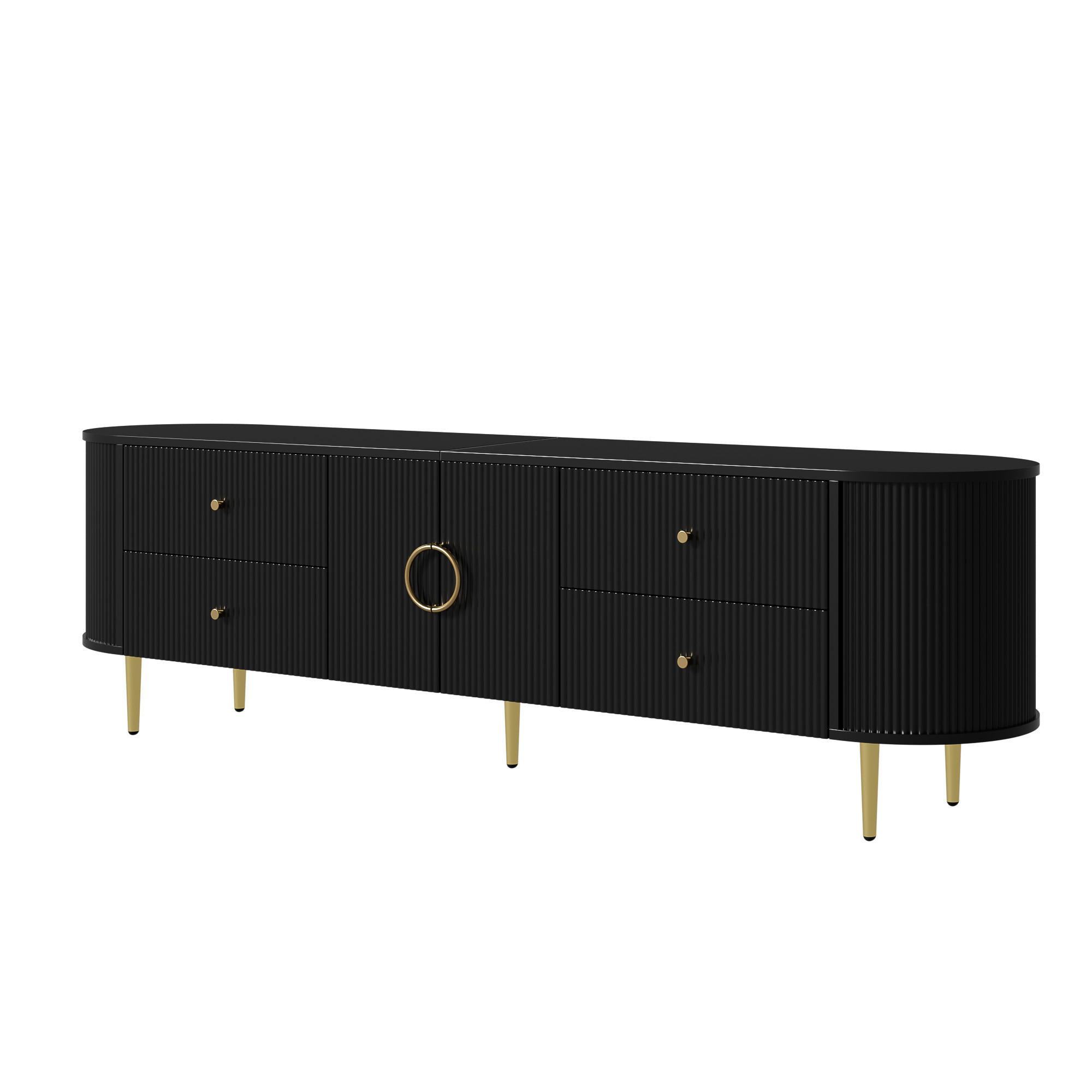 TV-ELEMENT 180/40/53 cm Schwarz mit 4 Schublade - Schwarz, Holz (180/53/40cm) - Oxeza