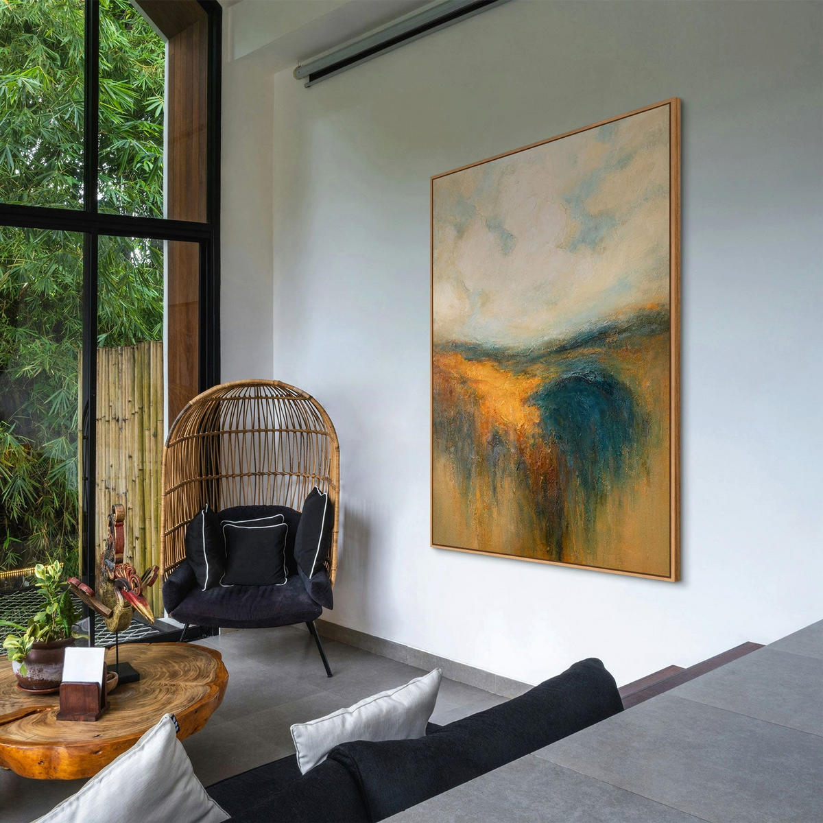GEMÄLDE Goldener Weite Schattenfugenrahmen Eichefarben 140x100 cm - Eichefarben, Holz (140/100cm) - YS-art gallery