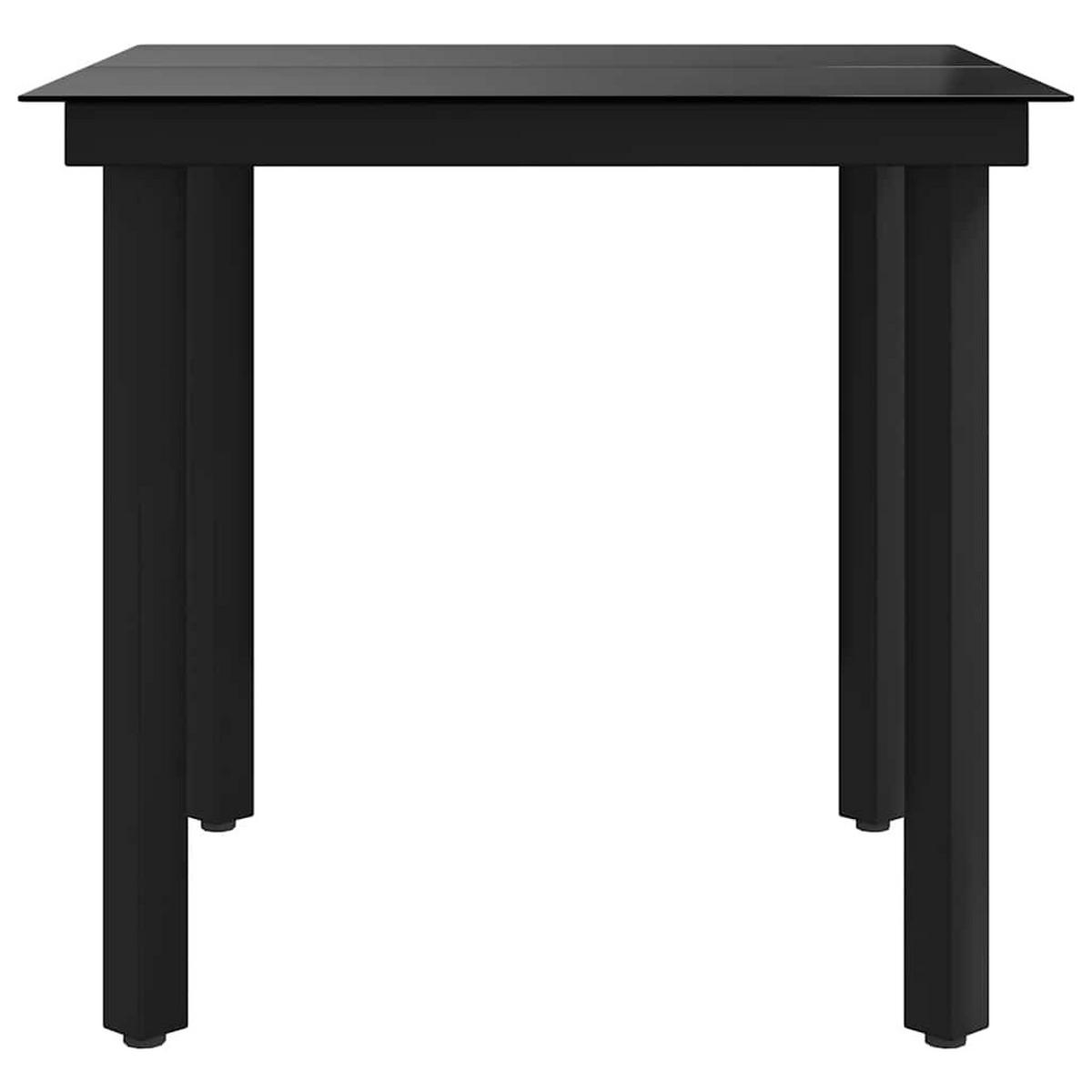 GARTEN-ESSTISCH Schwarz 80/80/74 Cm Stahl Und Glas - Schwarz, Metall (80/80/74cm) - vidaXL