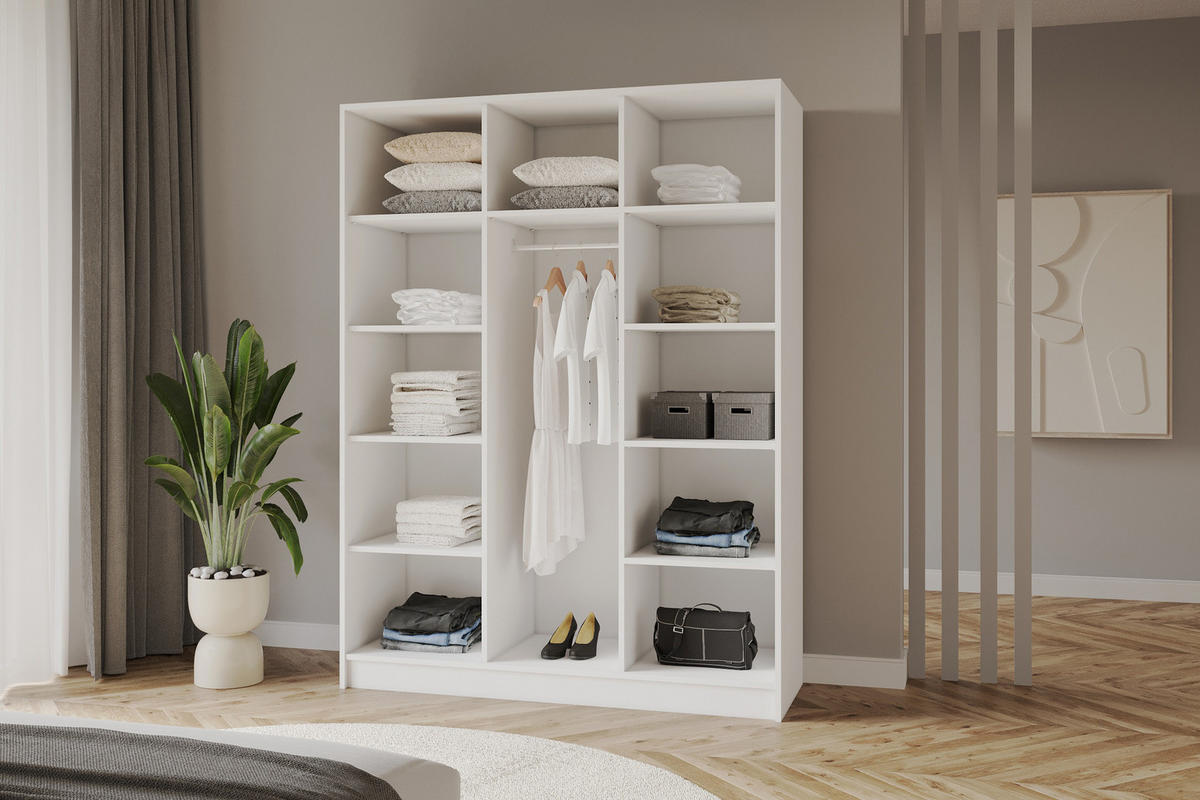 KLEIDERSCHRANK - LUSSO - 150 - Weiß - Goldfarben/Weiß, Holzwerkstoff (150/200/51cm) - ALTDECOR