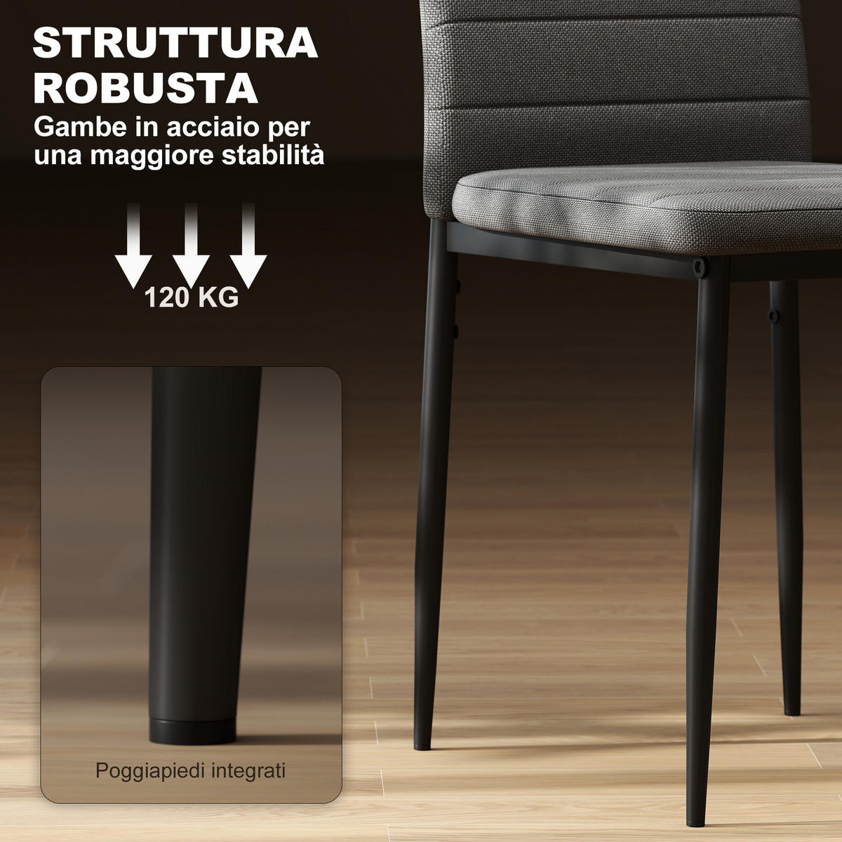 STÜHLE Grau 6 Stück - Grau, Textil (41/97/50cm) - GiPP