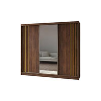 SCHWEBETÜRENSCHRANK NELVIA 240/216/61 cm Modern Kleiderschrank 3-türig mit Spiegel Nussbaumfarben - Nussbaumfarben, Holzwerkstoff (240/216/61cm) - MASSENO