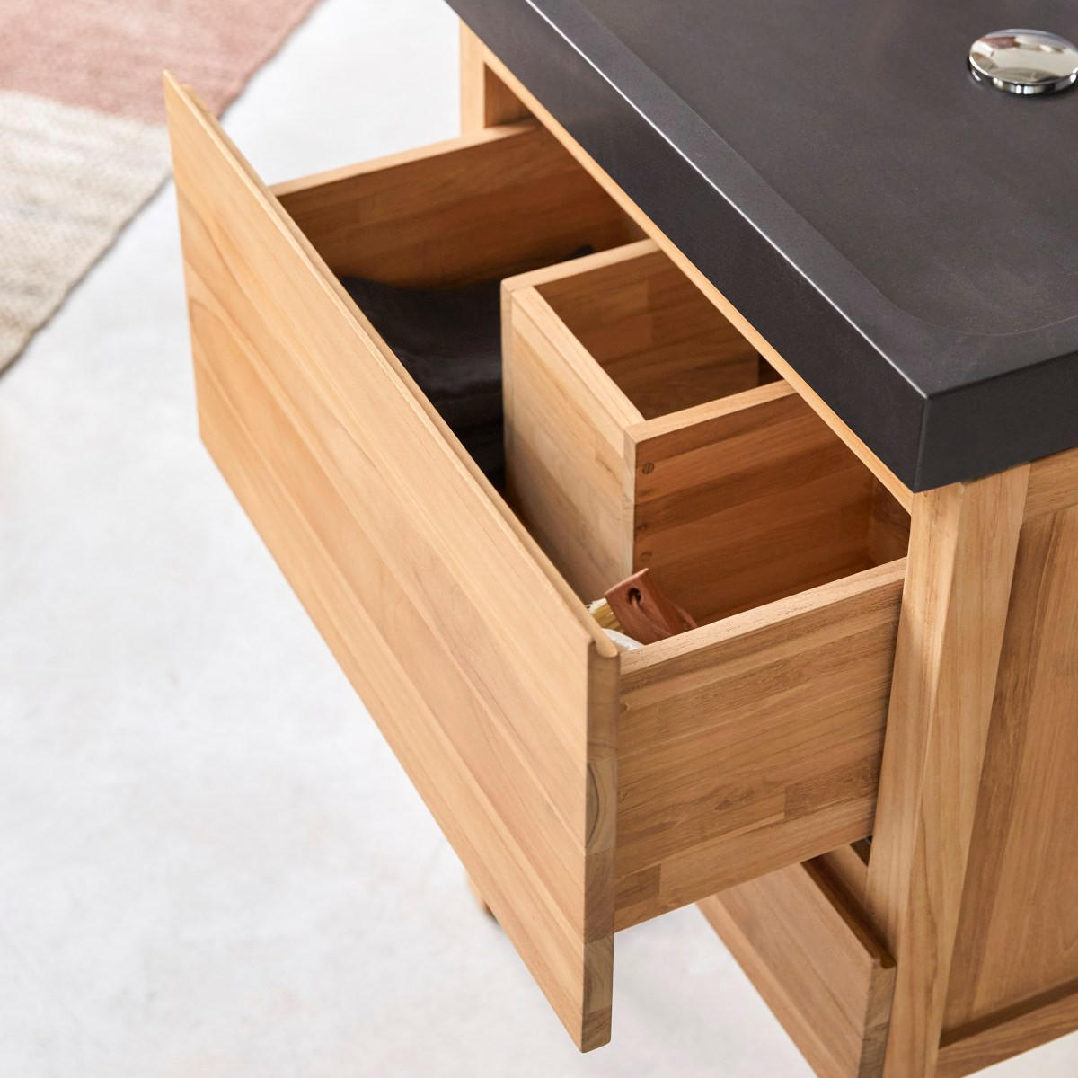 BADEZIMMERMÖBEL Edgar Hellbraun aus Teak - Hellbraun, Holz (60/88/45cm) - Tikamoon