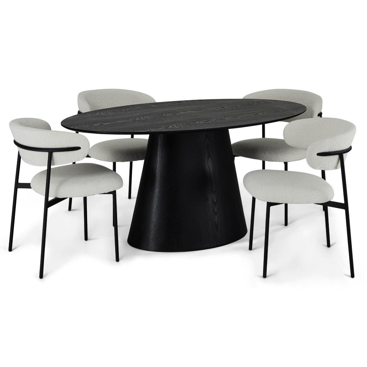 ESSTISCH 90/160/76 Schwarz oval - Schwarz, Holz (90/160/76cm) - Furnhouse