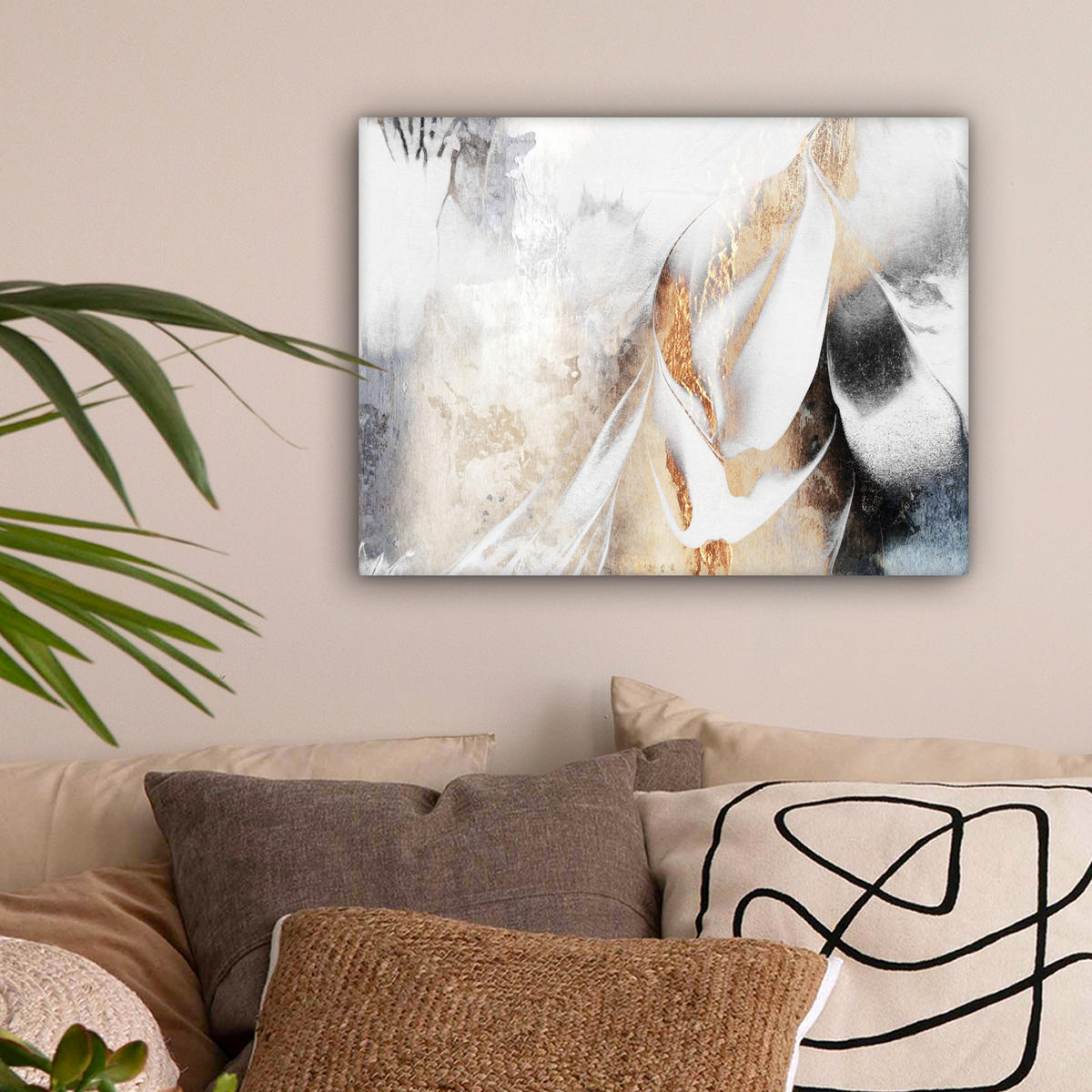 LEINWANDBILD Luxus - Abstrakt - Gold - Weiß 40x30 cm - Goldfarben, Textil (40/30cm) - MuchoWow