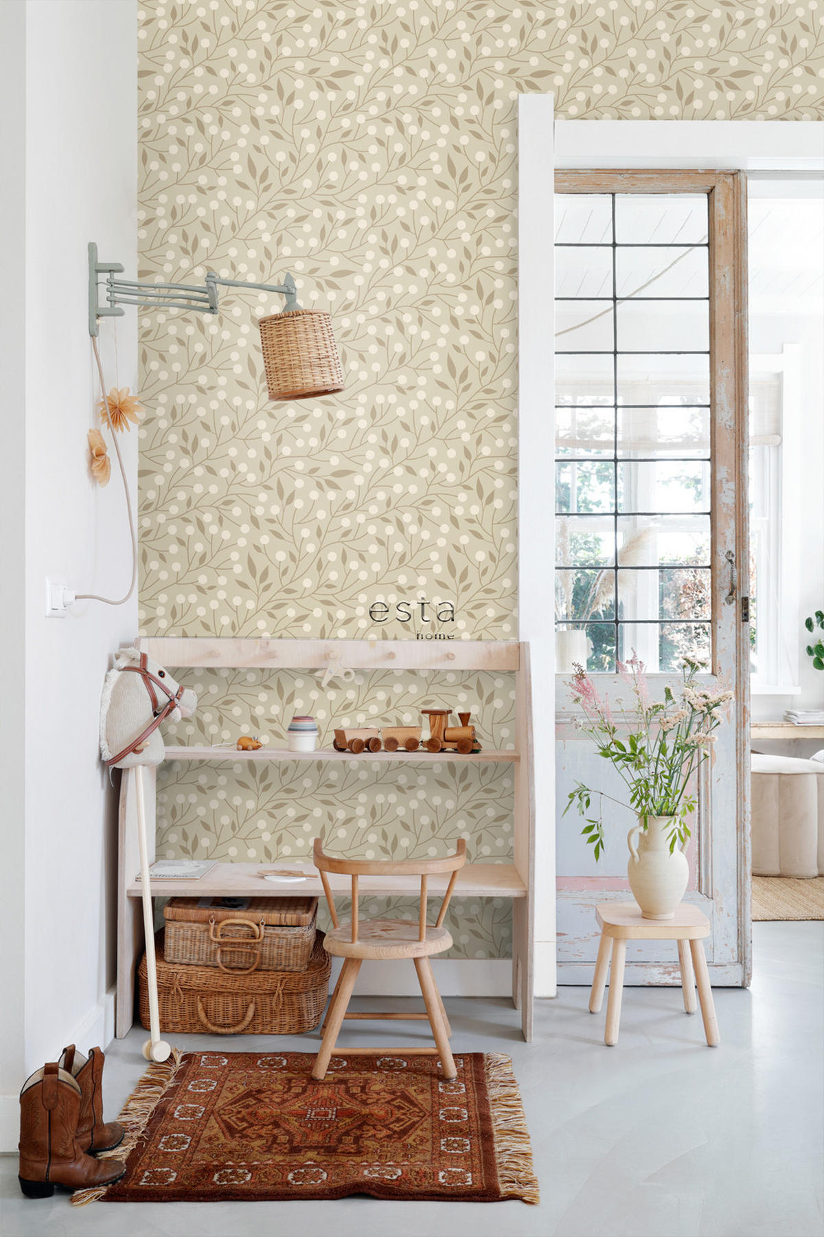TAPETE Blumenmuster 50 x 900 cm - Beige, Papier (50/900cm) - ESTAhome
