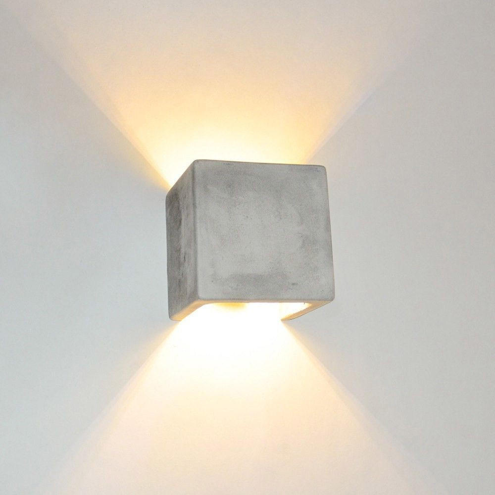 WANDLEUCHTE Plinth aus Beton Grau - Grau, Stein (13/13/13cm) - s.luce