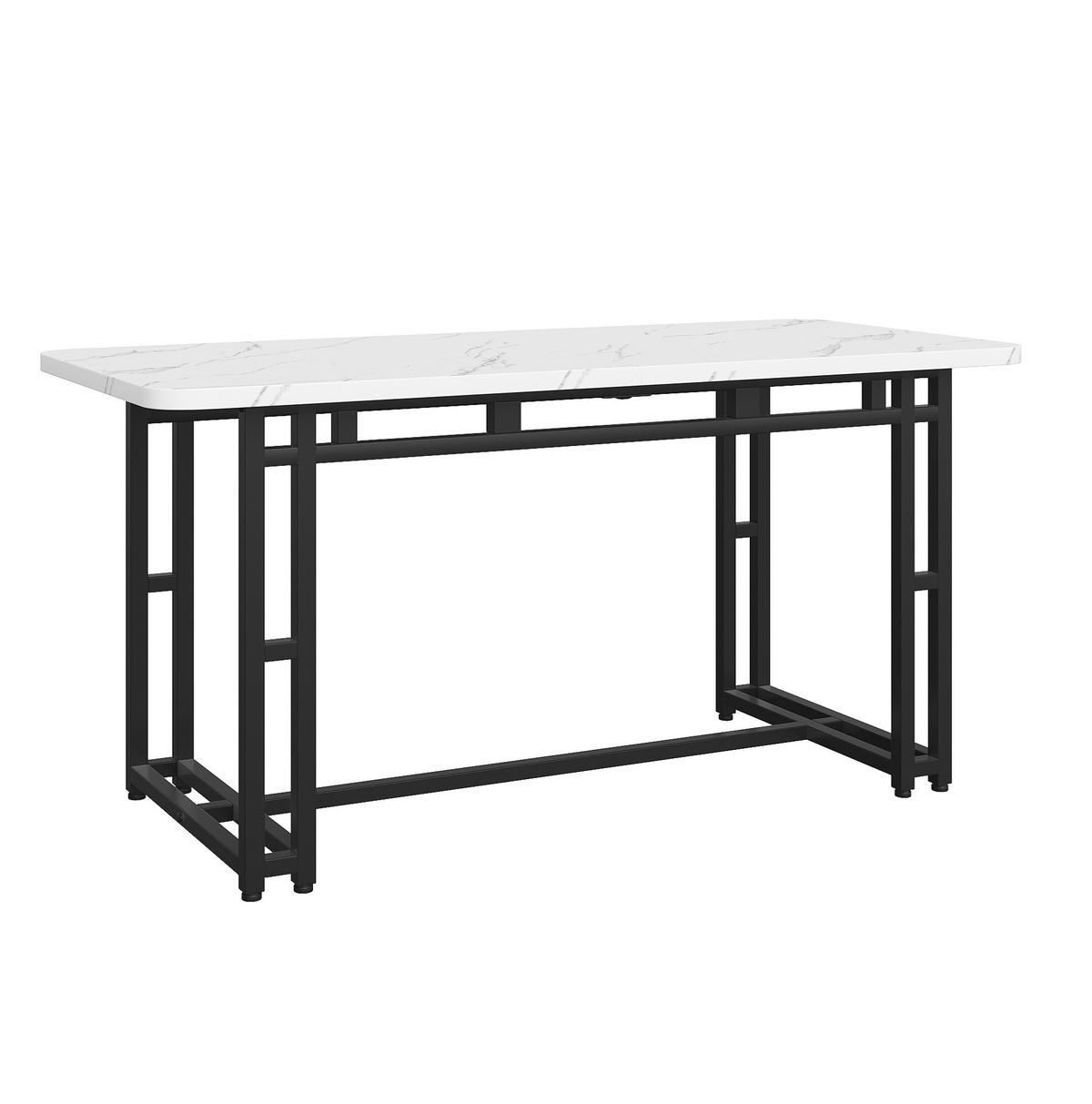 ESSTISCH 140x80x75 cm aus MDF mit schwarzem Metallgestell im modernen Leicht-Luxus Stil - Weiß, Holzwerkstoff (140/80/74cm) - Modfu