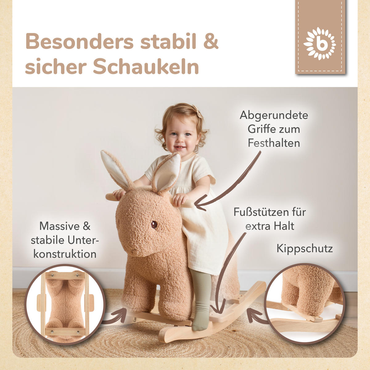 SCHAUKELTIER Plüsch Schaukelpferd - Braun, Textil (68/45/32cm) - Bieco Spielwaren