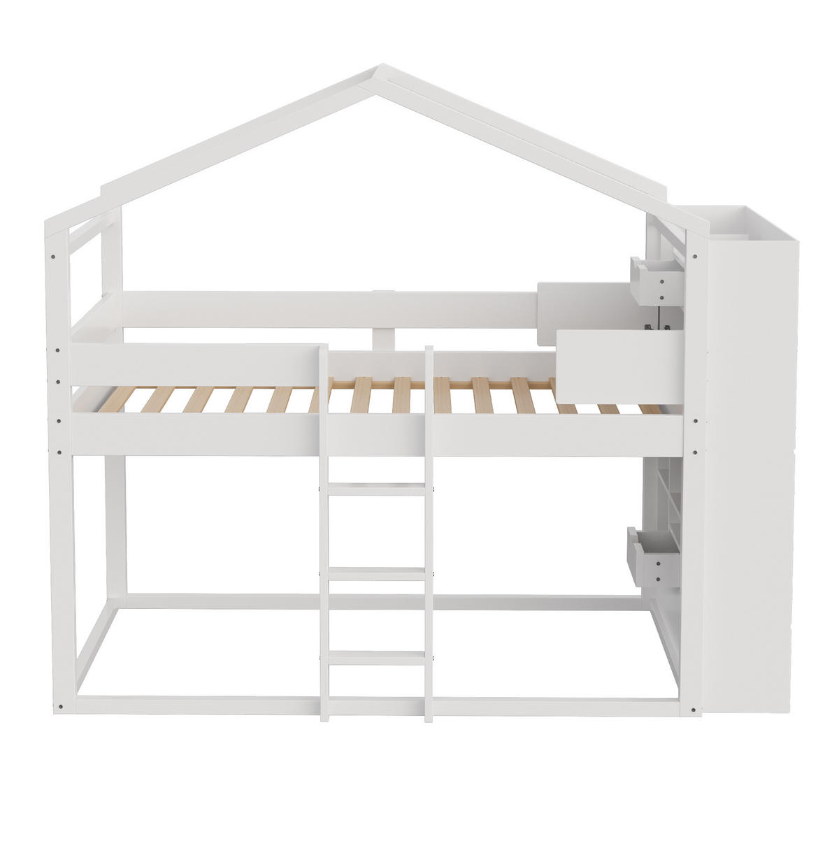 HAUSBETT 90/200 cm aus Kiefernholz mit Stauraum in Weiß - Weiß, Holz (90/200cm) - BEAOK