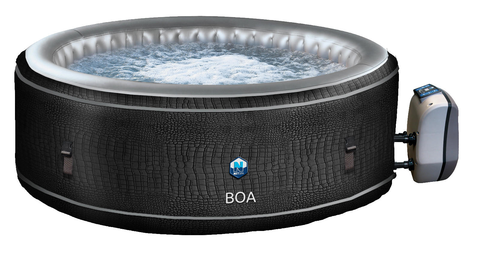 WHIRPOOL Boa Spa Schwarz 5 Personen - Schwarz, Leder (195/20/195cm) - Netspa