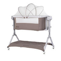 BEISTELLBETT Electra hellbraun 113 x 72 cm, Schaukelfunktion, 5-fach verstellbar, Moskitonetz, Korb - Braun, Metall (52/83cm) - Chipolino