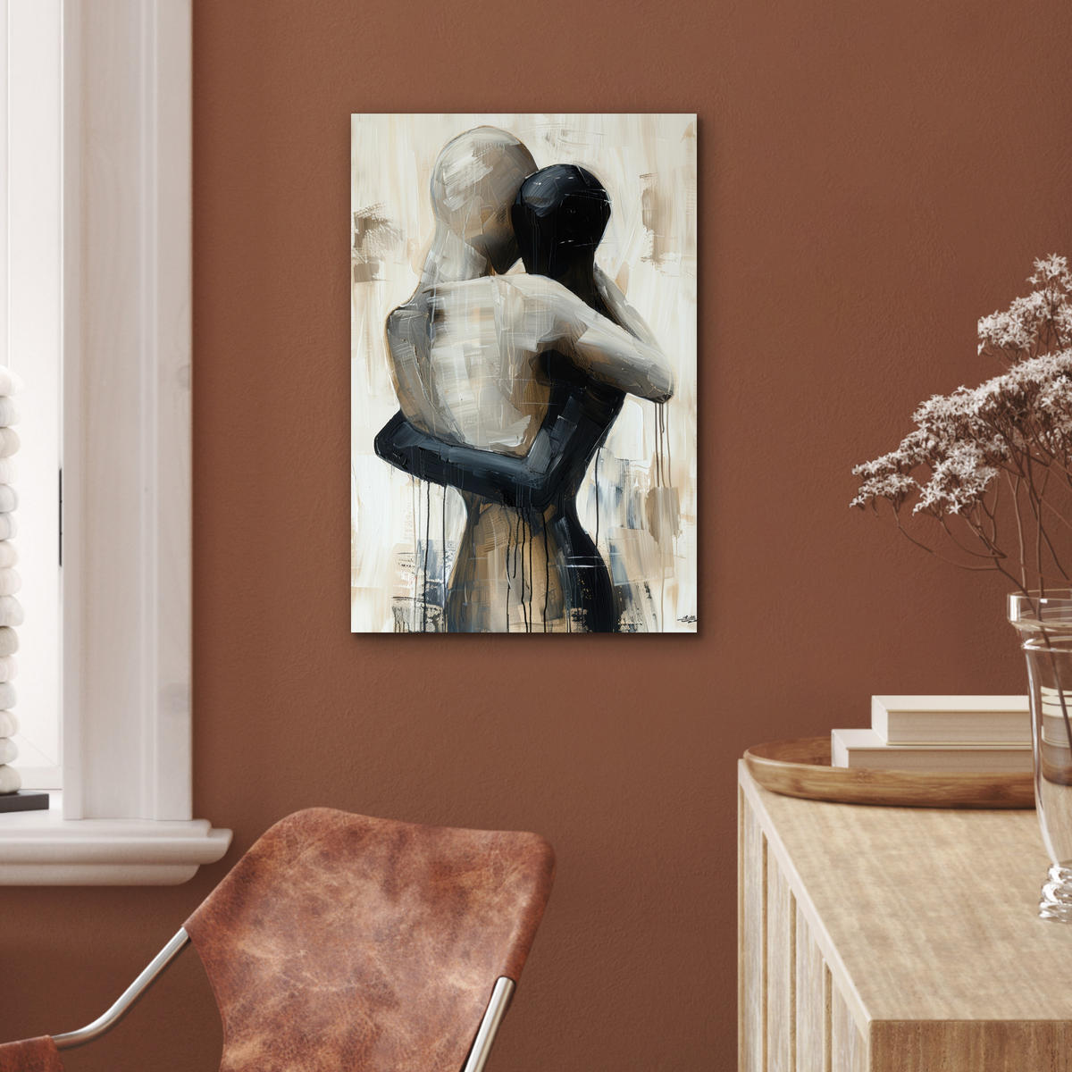 METALLBILD Abstrakt - Liebe - Schwarz und weiß - Modern 40x60 cm - Schwarz, Metall (40/60cm) - MuchoWow