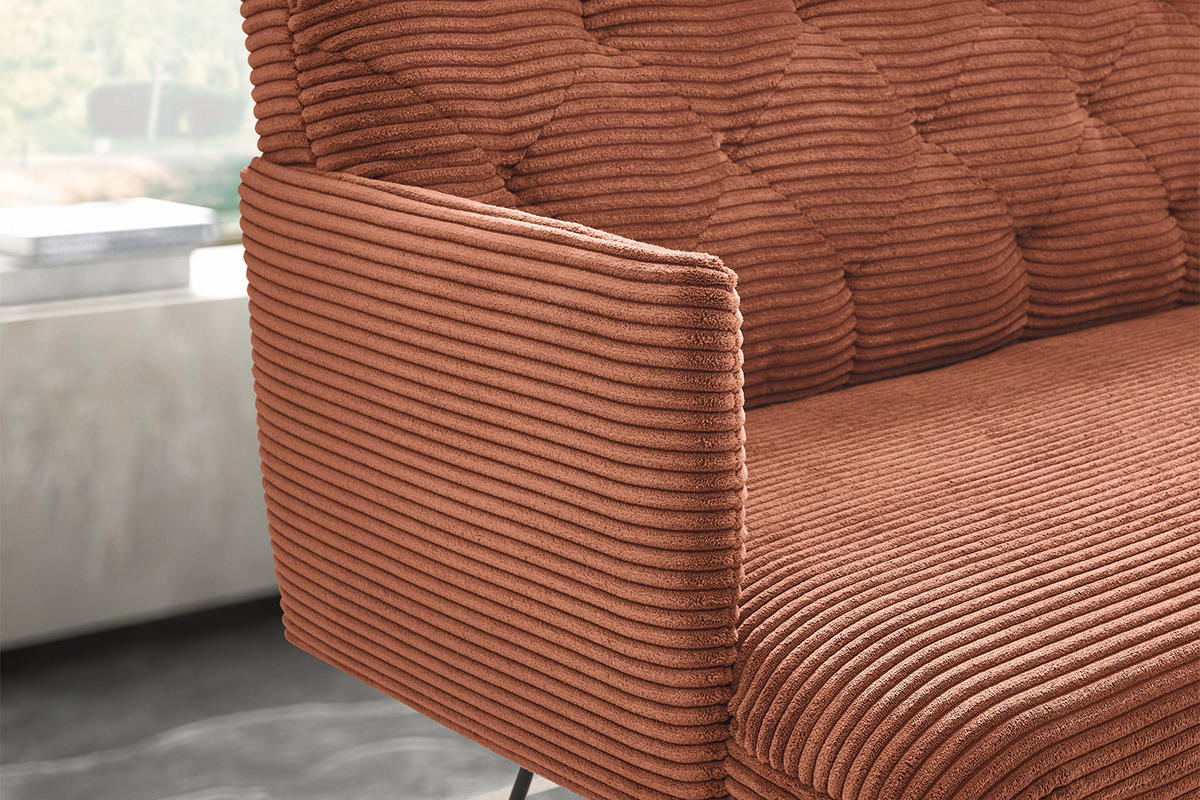 ESSZIMMERBANK CHARME Braun Cord - Dunkelbraun/Braun, Textil (166/85/69cm) - KAWOLA