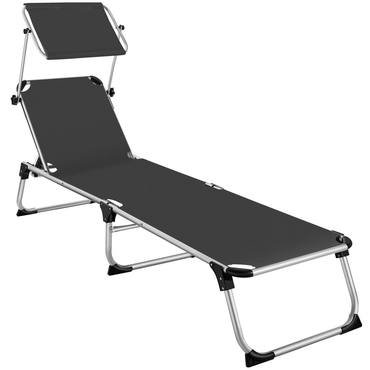 SONNENLIEGE Aurelie,217 x 60,5 x 72 cm,schwarz - Schwarz, Kunststoff (60.5/111/200cm) - tectake