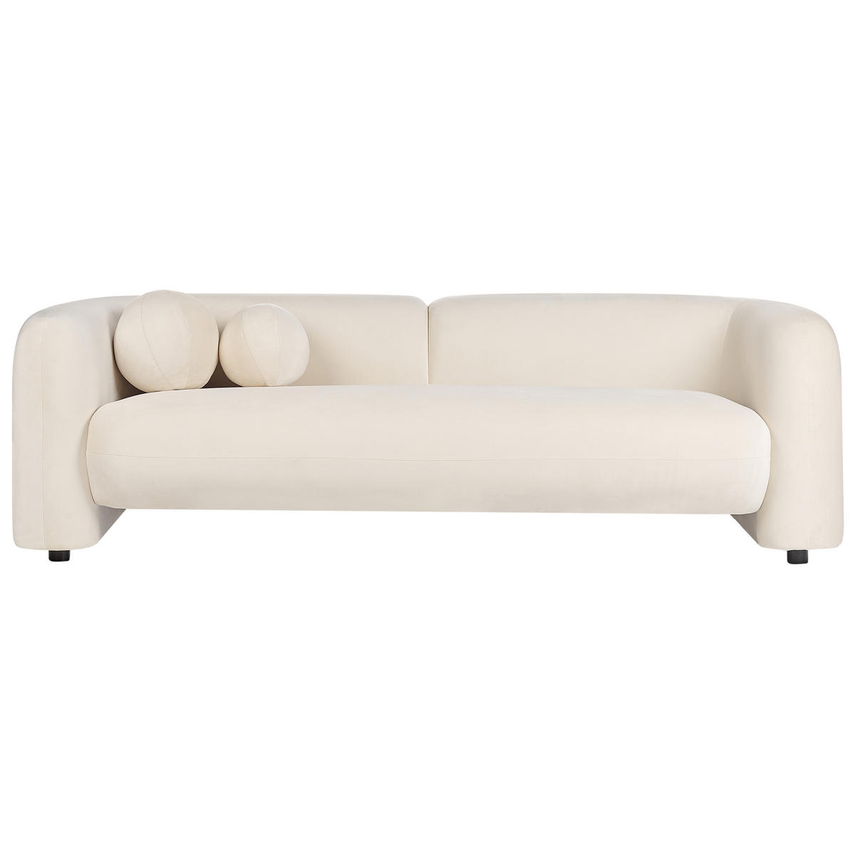 3-SITZER-SOFA Samtstoff cremeweiß Leiren - Weiß, Textil (224/73/83cm) - Beliani