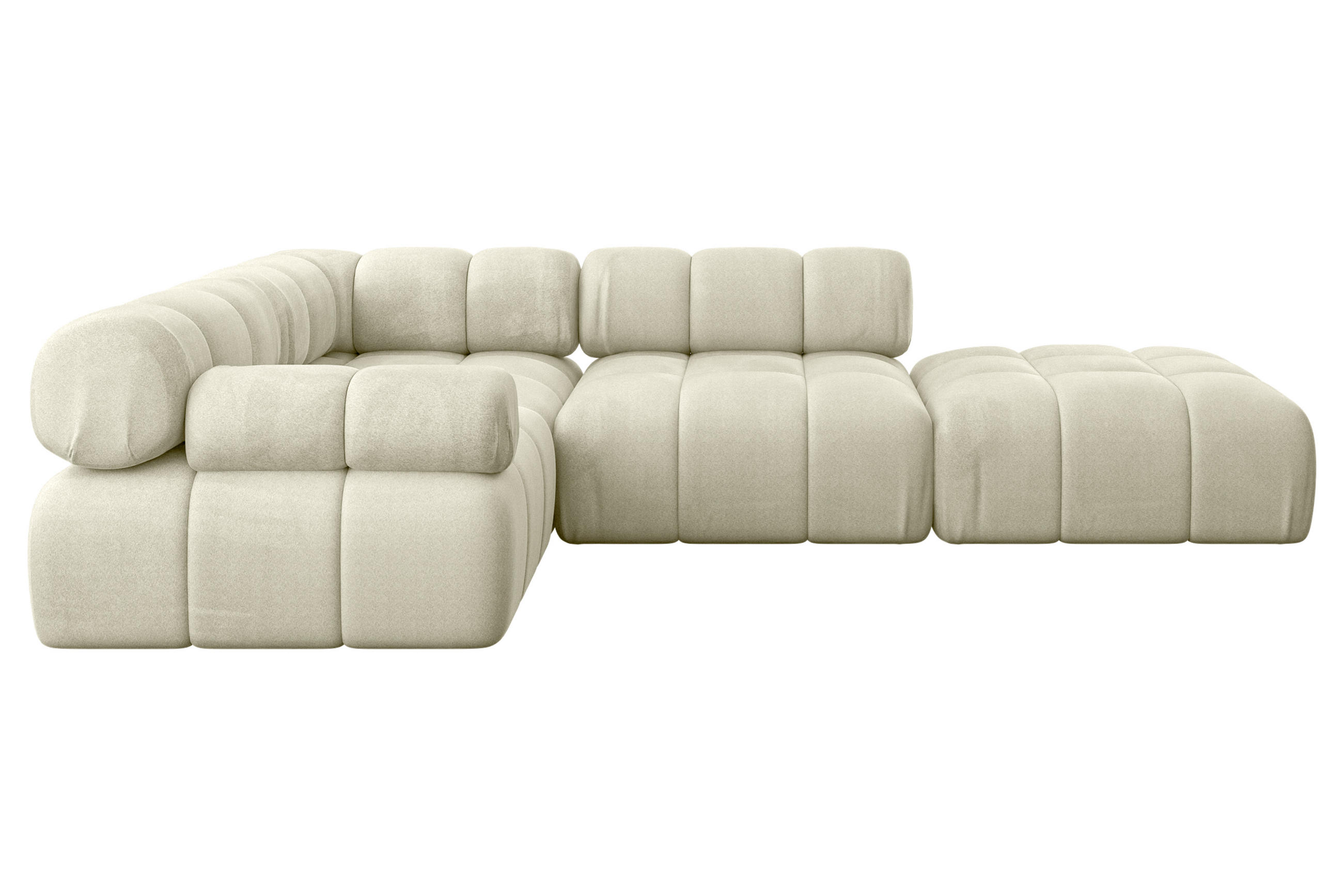 ECKSOFA modulares Sofa Felto-L1 - 285x190x70 cm Beige Velours - Beige, Holzwerkstoff/Textil (285/190cm) - ALTDECOR