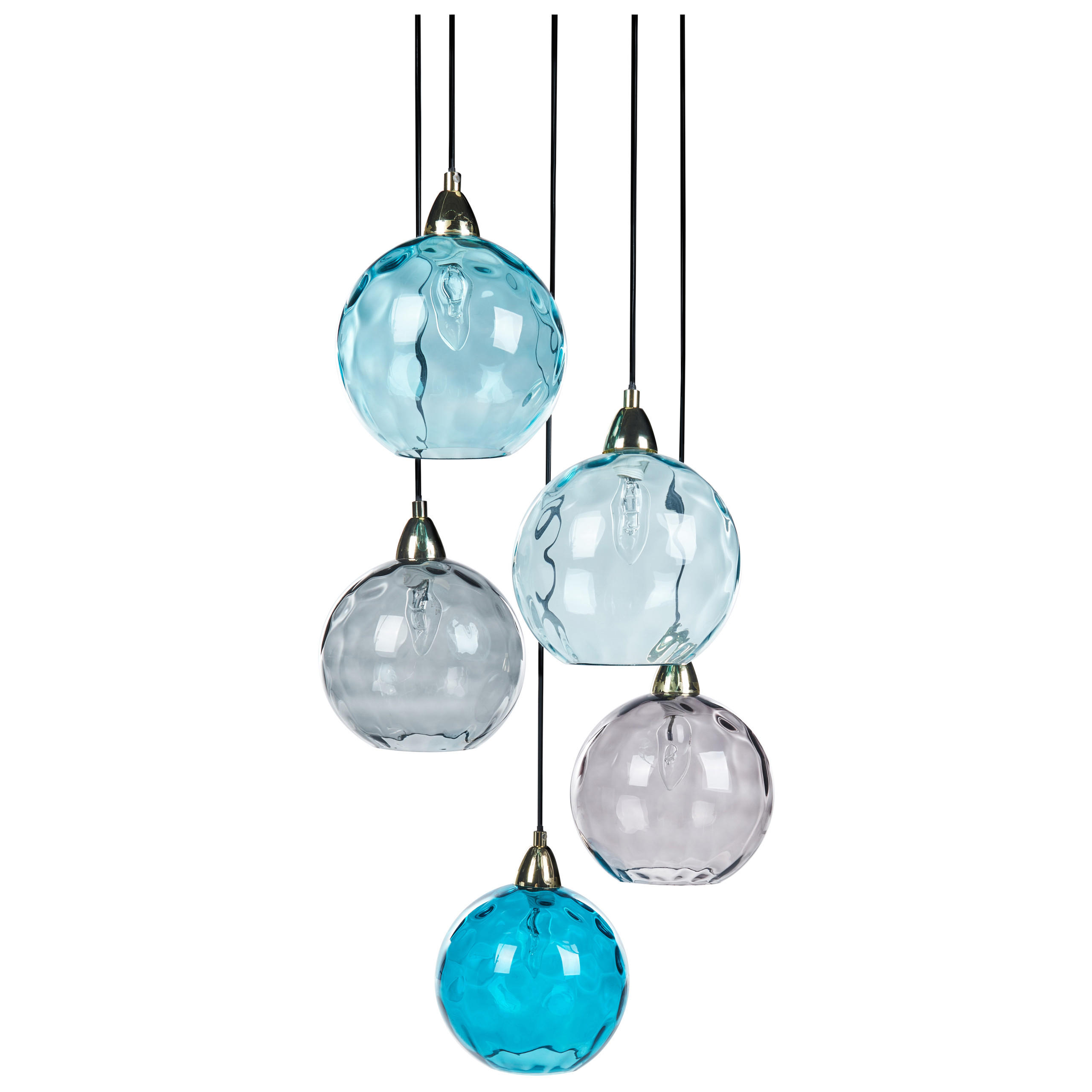 HÄNGELEUCHTE Blau Pabellon - Blau/Grau, Glas (30/44/122cm) - Beliani