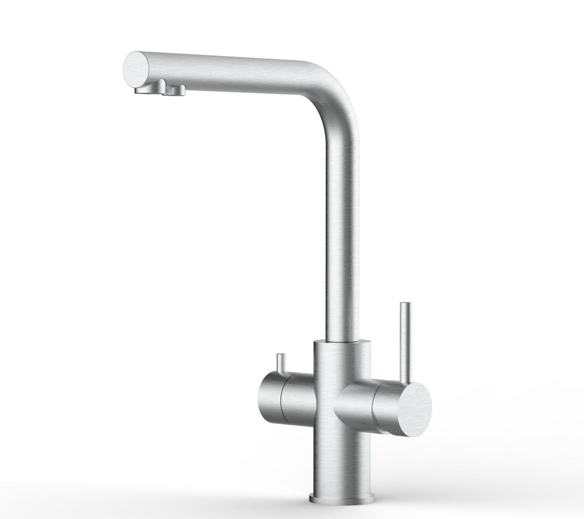 5-WEGE-KÜCHENARMATUR, Edelstahl Massiv aus Chirurgenstahl, Gebürstet, 360° schwenkbar - Edelstahlfarben, Metall (22.5/37.6/22.5cm) - VIZIO