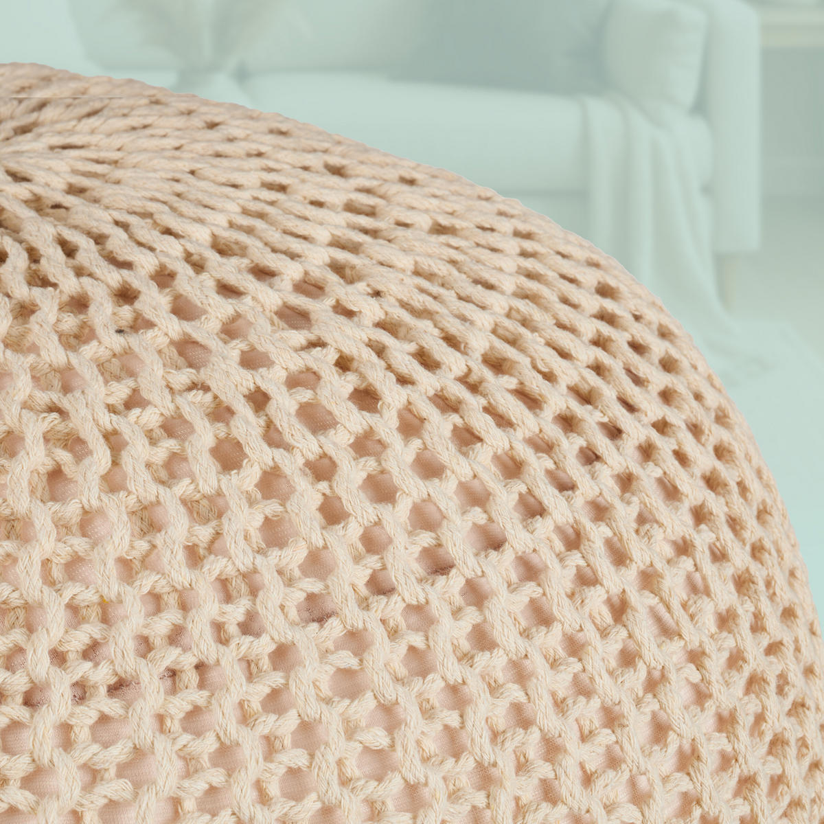 STRICKPOUF - Beige, Kunststoff/Textil (46/33/46cm) - Relaxdays
