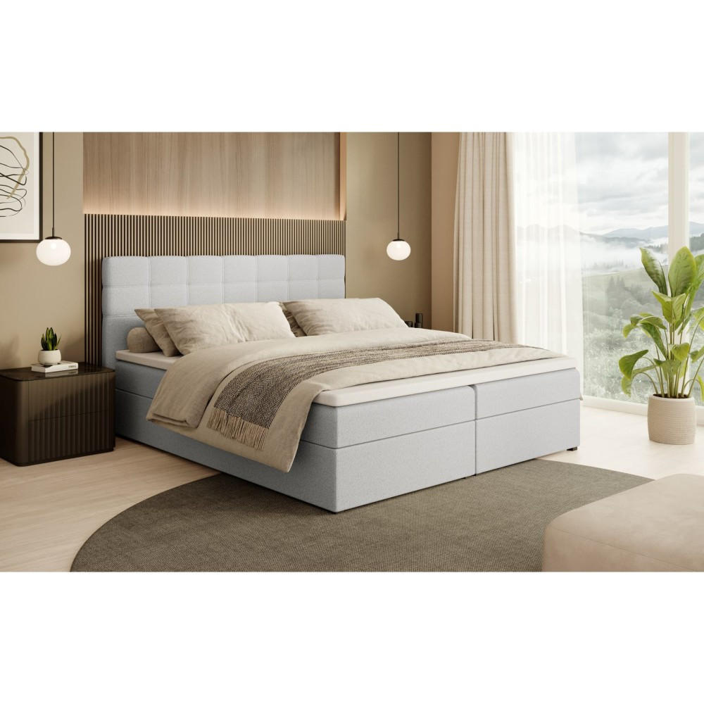 POLSTERBETT Topiq I 184/203/103 hellgrau, Bouclé-Stoff - Hellgrau, Holzwerkstoff (180/200cm) - Beautysofa