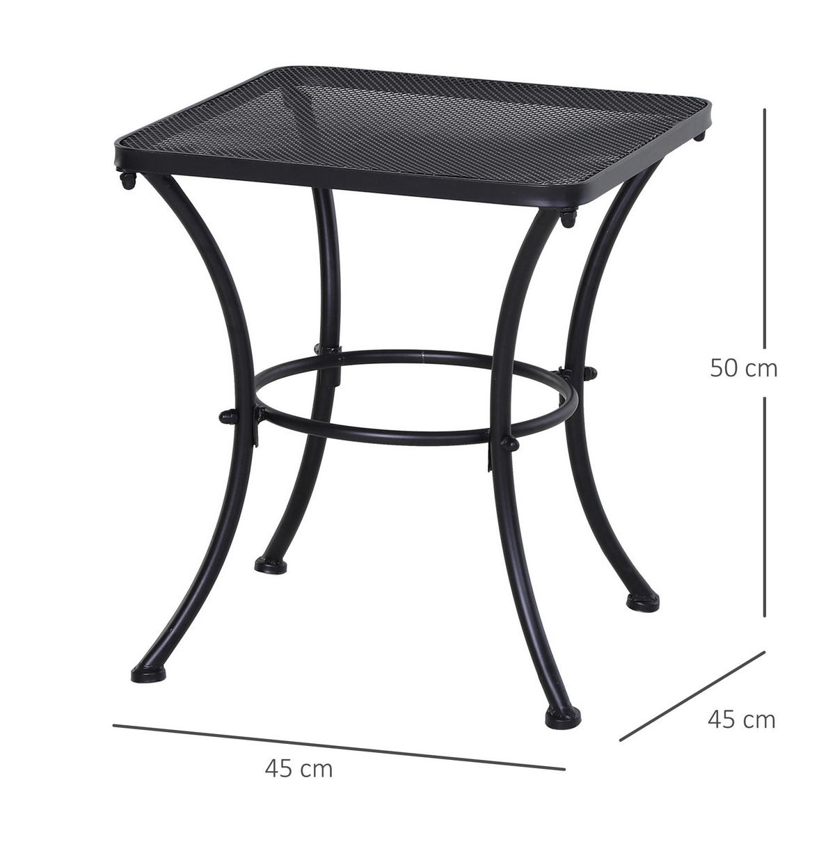 BEISTELLTISCH 45/45/50 cm in Schwarz aus Metall für Garten und Balkon - Weiß, Metall (45/45/50cm) - Flora Grace