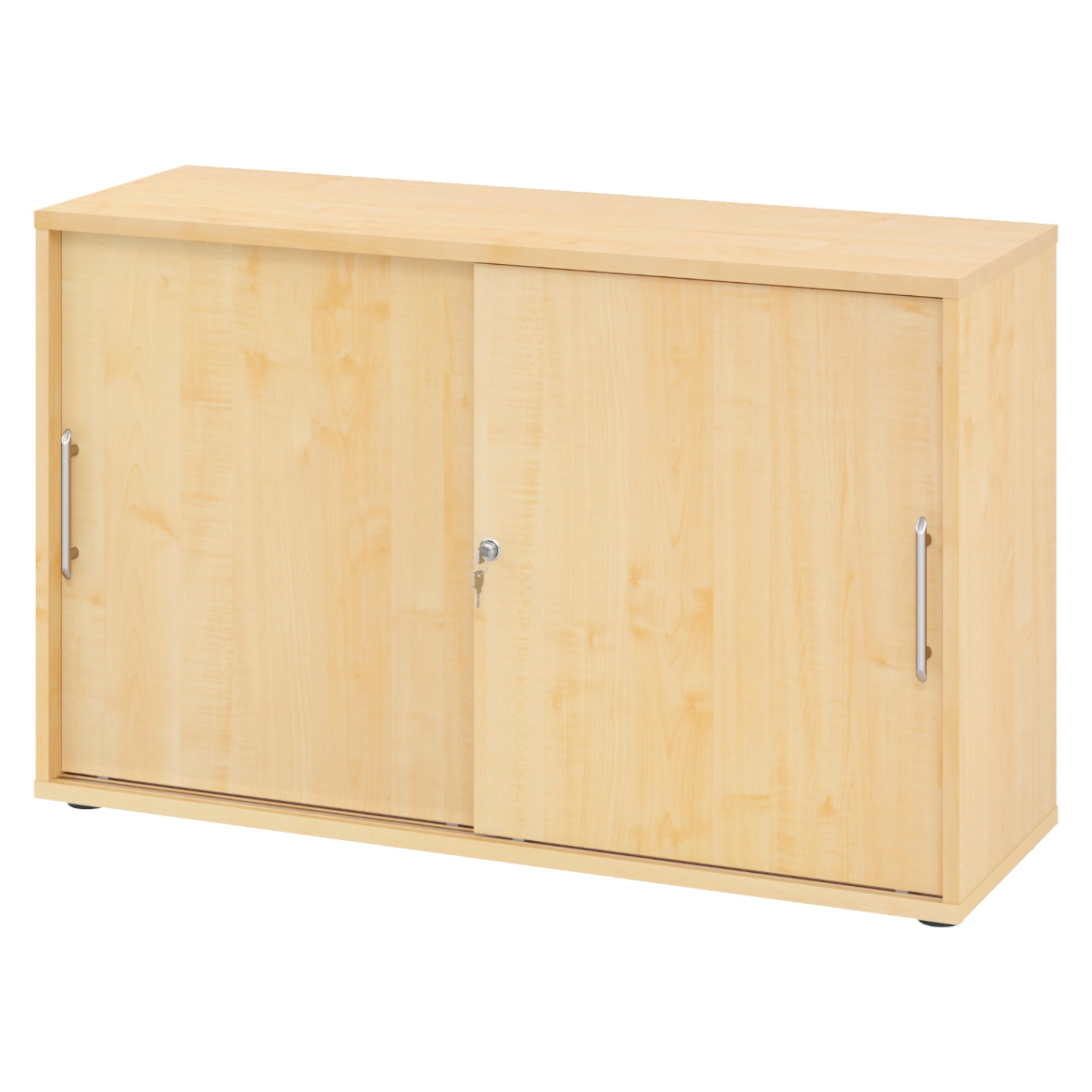SCHIEBETÜRENSCHRANK - 2 Ordnerhöhen 40/120/74,8 cm in Ahornfarben Relinggriff (Kunststoff) - Ahornfarben, Holzwerkstoff (120/74.8/40cm) - bümö