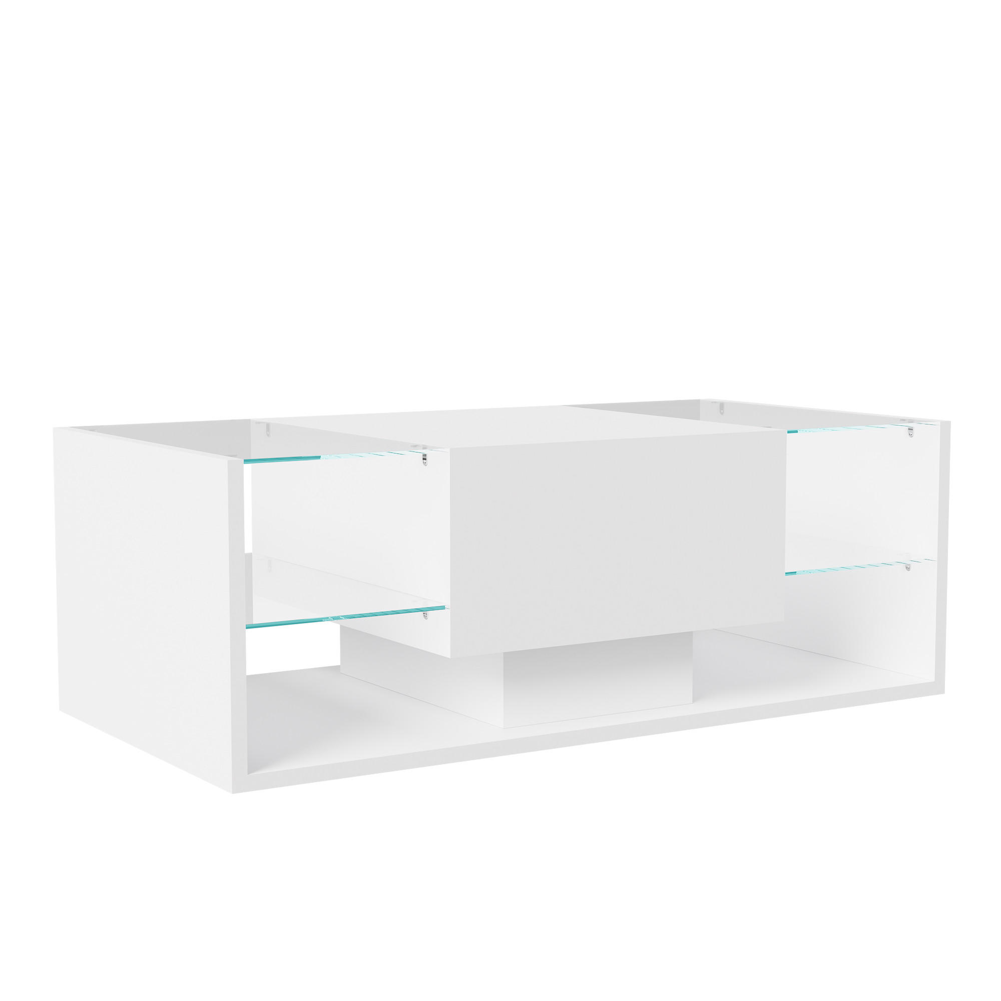 COUCHTISCH LED 100x50x35 cm Glas Hochglanz weiß - Weiß, Holz (50/100/35cm) - LEBENLANG