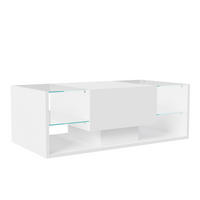 COUCHTISCH LED 100x50x35 cm Glas Hochglanz weiß - Weiß, Holz (50/100/35cm) - LEBENLANG