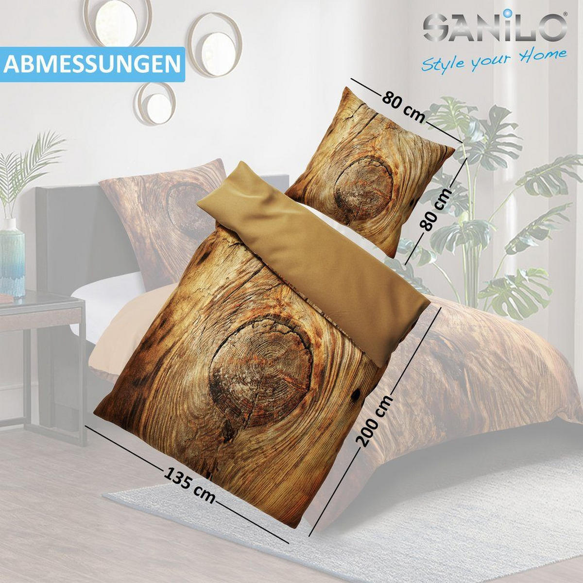 BETTWÄSCHE 4-teilig Rustikal - Beige, Naturmaterialien (135/200cm) - Sanilo