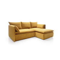 ECKSOFA PREGIO Gelb Plüsch-Stoff mit Schlaffunktion - Gelb, Holz (230/166cm) - MASSENO