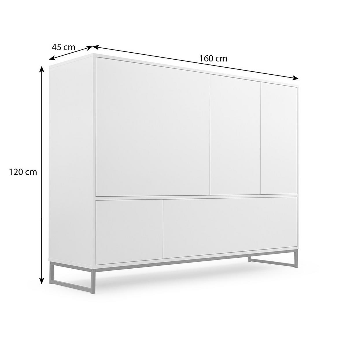 KOMMODE Giana mit 5 Türen, 160 cm, Eukalyptusfarbe - Eukalyptusholzfarben, Holzwerkstoff (160/120/45cm) - Beautysofa