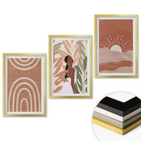 WANDBILDER 3er Set - 40x60 cm Goldrahmen - abstrakte Formen im Boho-Stil - Goldfarben, Kunststoff (40/60cm) - ArtPrintCave