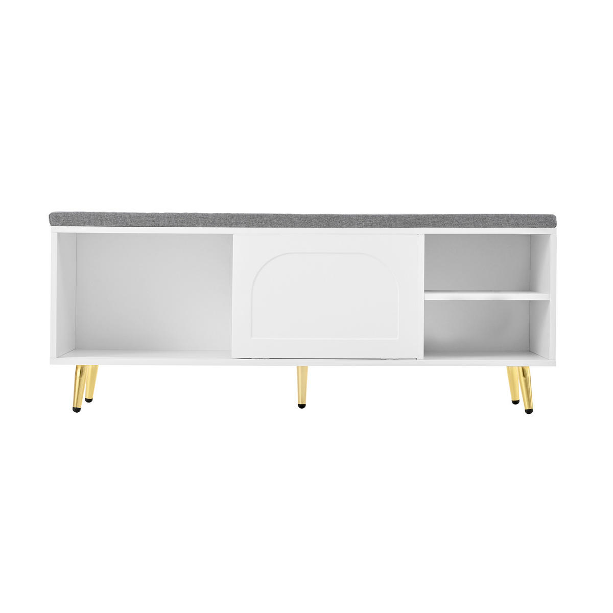 SCHUHBANK Schuhregal Sitzkissen Stauraum Weiß 121cm Modern - Weiß, Holzwerkstoff (121/49/35cm) - FLIEKS