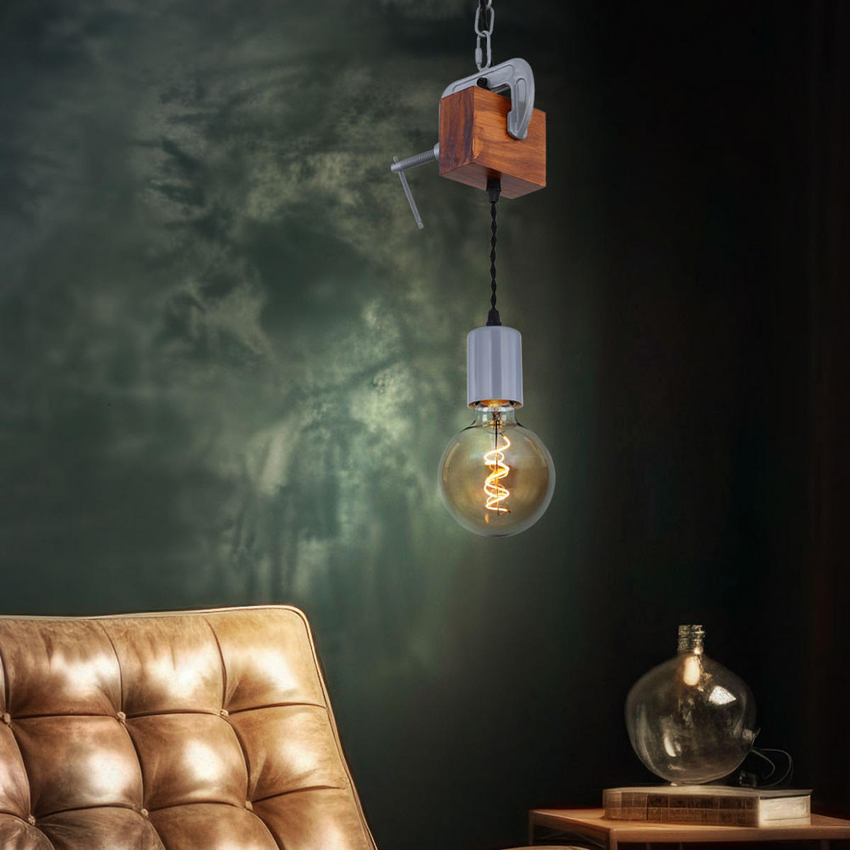 HÄNGELEUCHTE LUDI Holzoptik Braun - Braun, Holz (14/10/120cm) - Globo Lighting