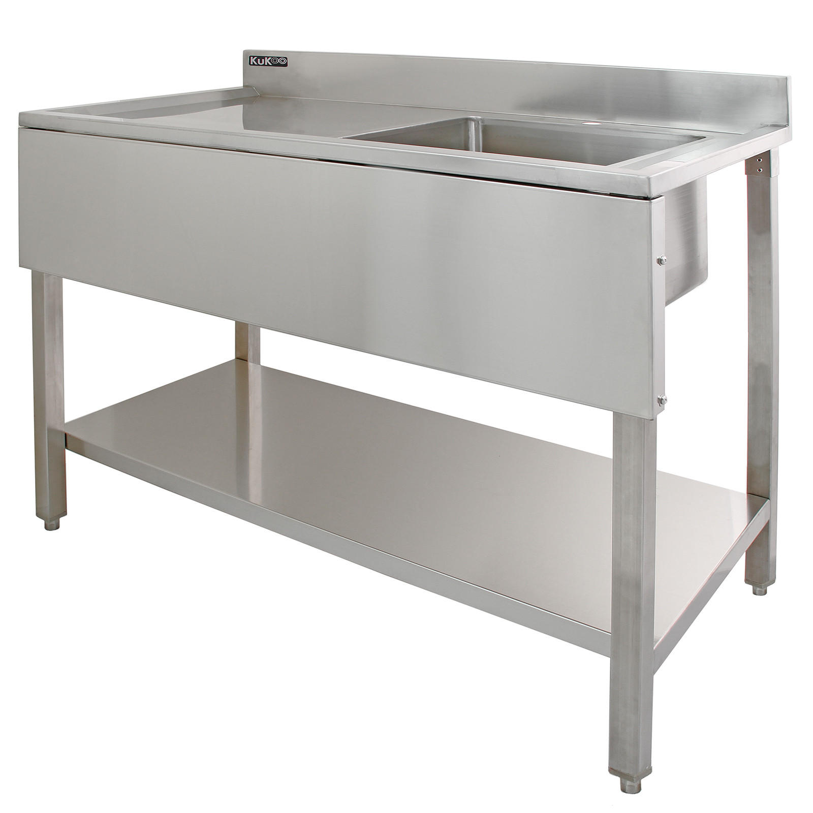 GASTROSPÜLE Edelstahl Abtropffläche links & Geschirrbrause - Alufarben, Metall (120/1/60cm) - Monstershop