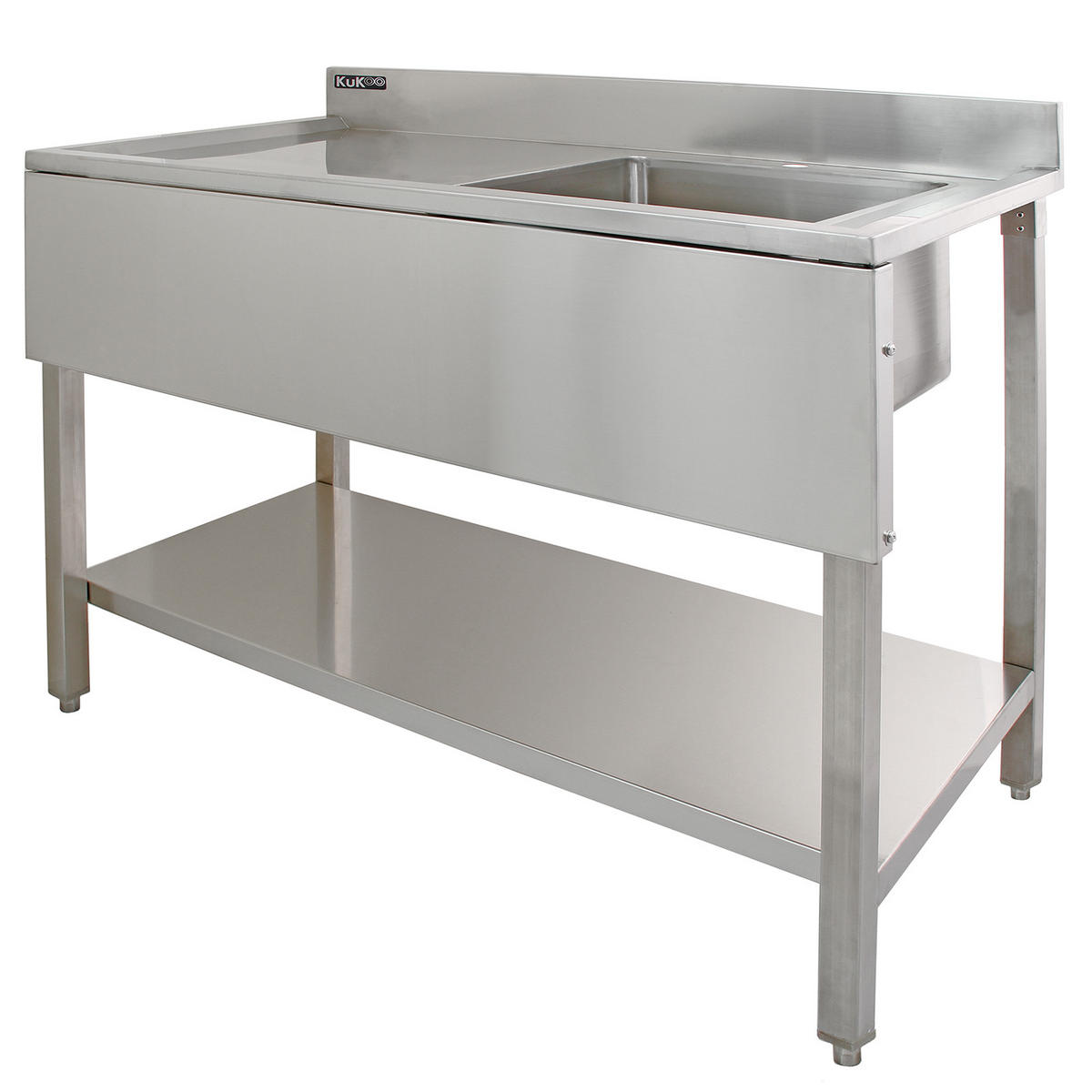 GASTROSPÜLE Edelstahl Abtropffläche links & Geschirrbrause - Alufarben, Metall (120/1/60cm) - Monstershop