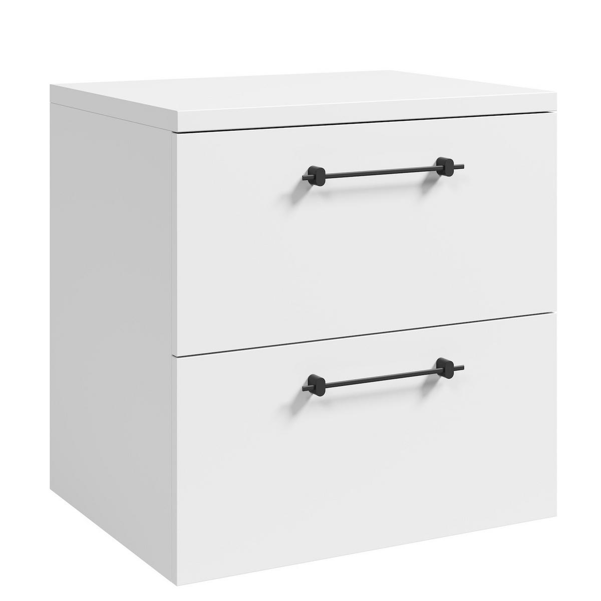 WASCHBECKENUNTERSCHRANK Muro 2 Schubladen Weiß - 60 x 45 x 61 cm - Weiß, Holz (60/61/45cm) - Badplaats