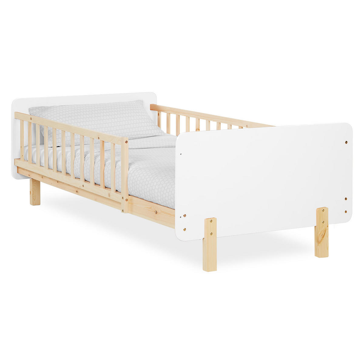 KINDERBETT Weiß 90/200 Lattenrost Matratze Rausfallschutz - Weiß, Holz (100/67/208cm) - Homestyle4u