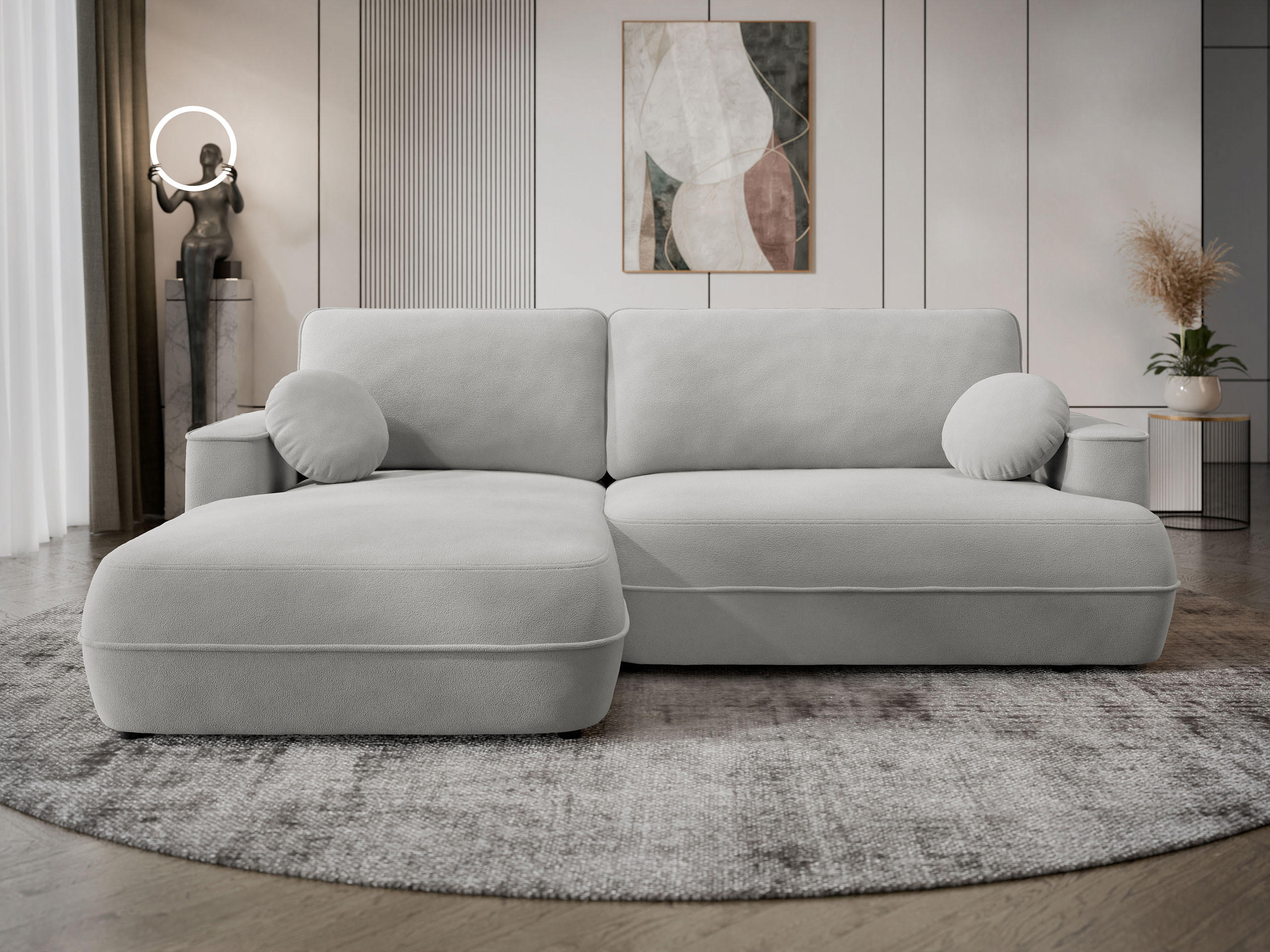 ECKSOFA Fuego L, Seite: Links - Hellgrau/Schwarz, Holz/Kunststoff (260/168cm) - MIRJAN24