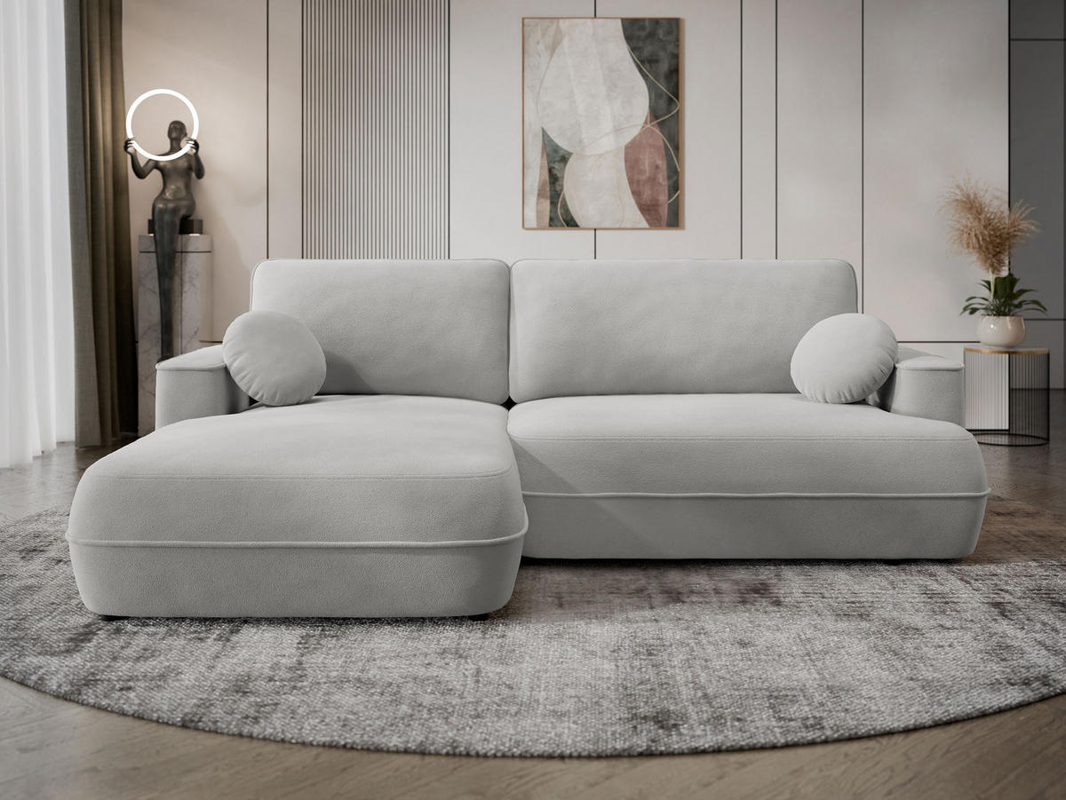 ECKSOFA Fuego L, Seite: Links - Hellgrau/Schwarz, Holz/Kunststoff (260/168cm) - MIRJAN24