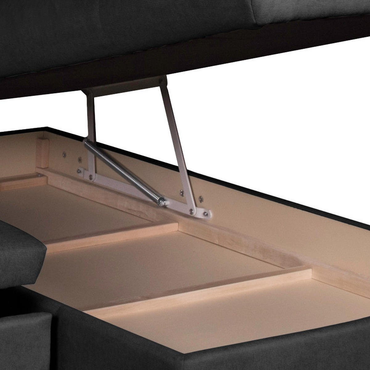 ECKSOFA mit Schlaffunktion - Velours - Schwarz, Textil (262/206cm) - home24