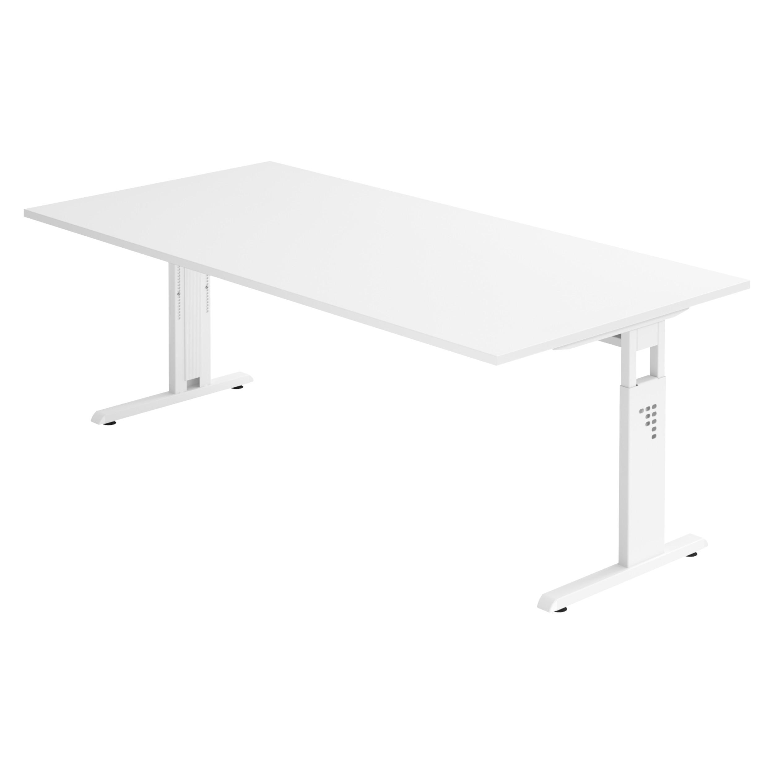 SCHREIBTISCH Serie-O 100/200/74 cm in Weiß/Weiß - Weiß, Holzwerkstoff (100/200/74cm) - bümö