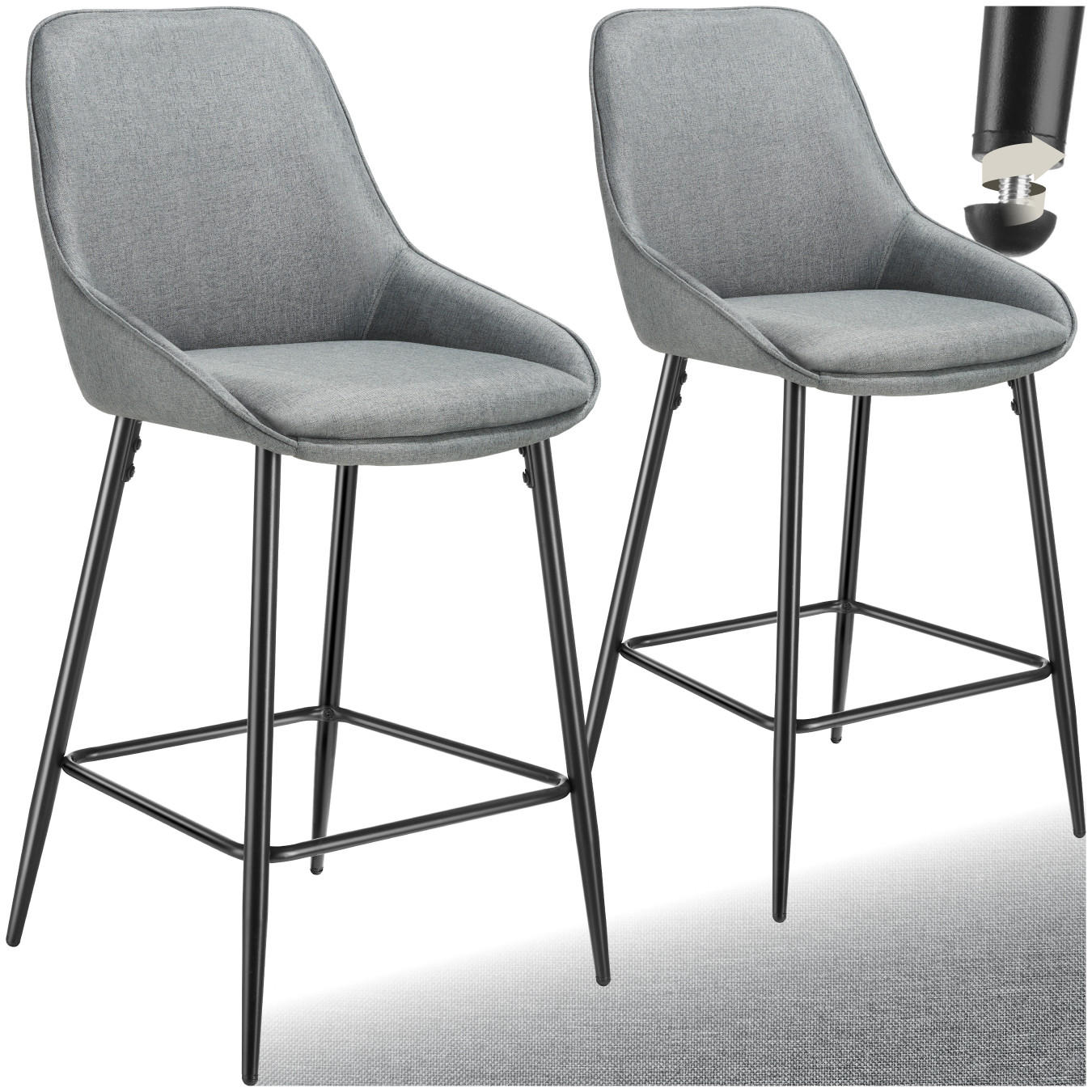 THEKENSTUHL Siera,49 x 54 x 100 cm, Belastbarkeit 120 kg,Webstoff grau/schwarz - Schwarz/Grau, Kunststoff (49/100/54cm) - tectake