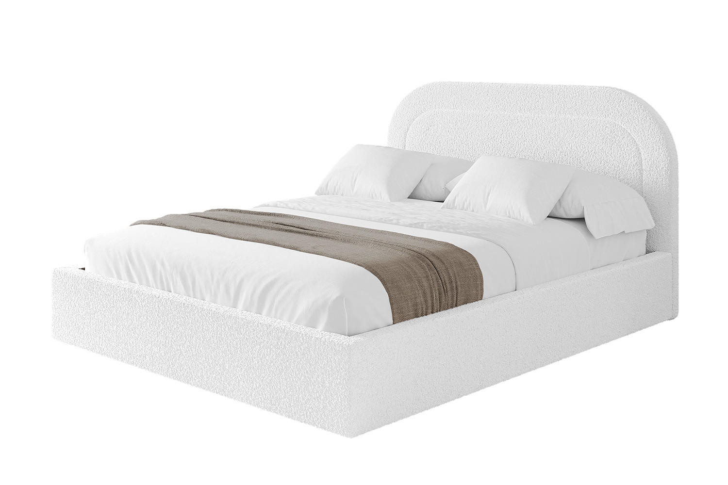 POLSTERBETT mit Bettkasten und Lattenrost, Bett mit Matratze H3/H4 - LERAY 180x200 Weiß - Weiß, Holzwerkstoff/Textil (180/200cm) - ALTDECOR