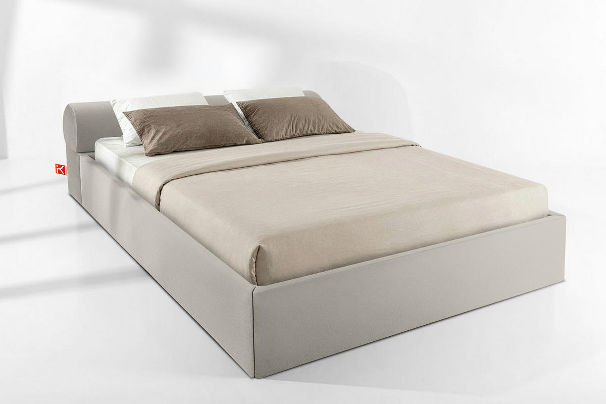 POLSTERBETT LUNEO - Creme/Schwarz, Holz/Holzwerkstoff (202/204cm) - KONSIMO®